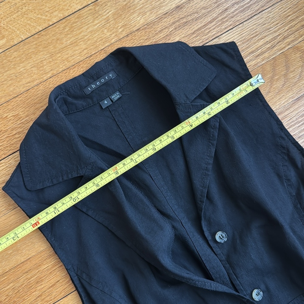 Theory Black Sleeveless Midi Shirt Dress with Belt - Picture 8 of 13